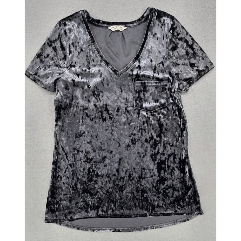 Spring + Mercer Velvet Legging Tee Women's SMALL‎ Gray Crushed Velvet Top